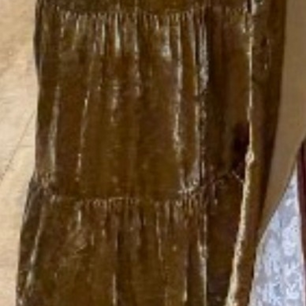 Anthropologie Gold Velvet High Low Dress - Picture 3 of 7